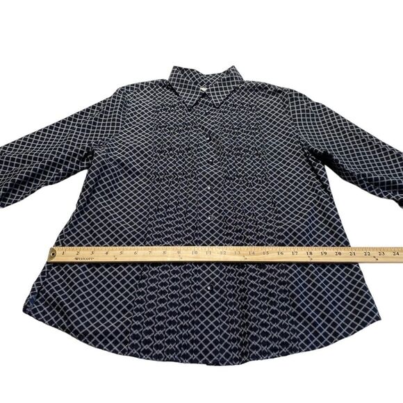 Coldwater Creek 100% Cotton Button Down Windowpane Pintuck Shirt Sz PL (14-16) - Picture 8 of 14